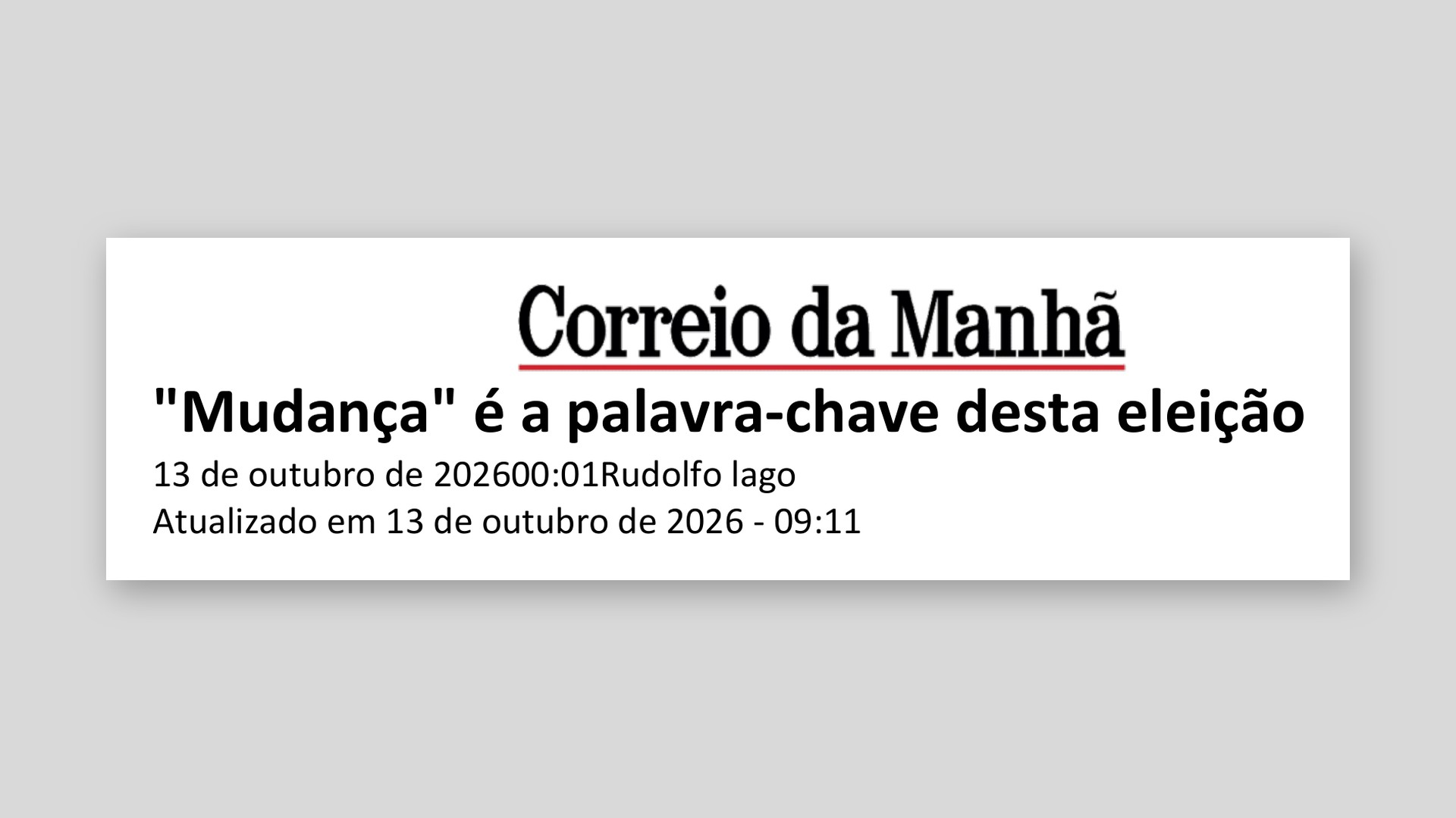 Correio da Manhã: “Mudança” é a palavra-chave desta eleição