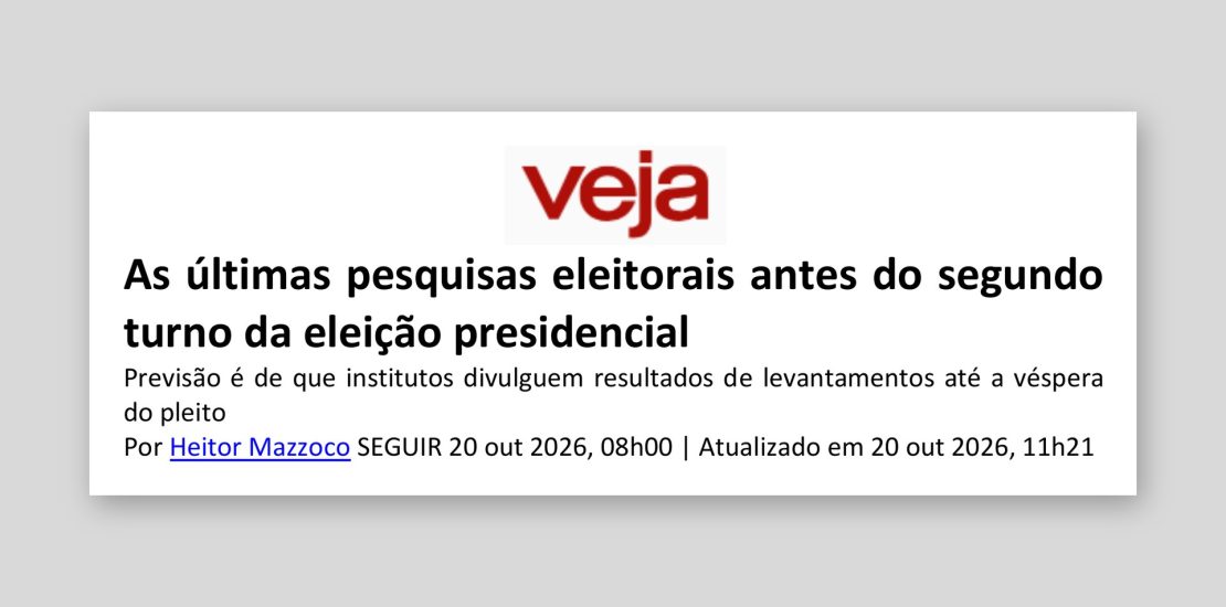 Veja: As últimas pesquisas eleitorais antes do segundo turno da eleição presidencial