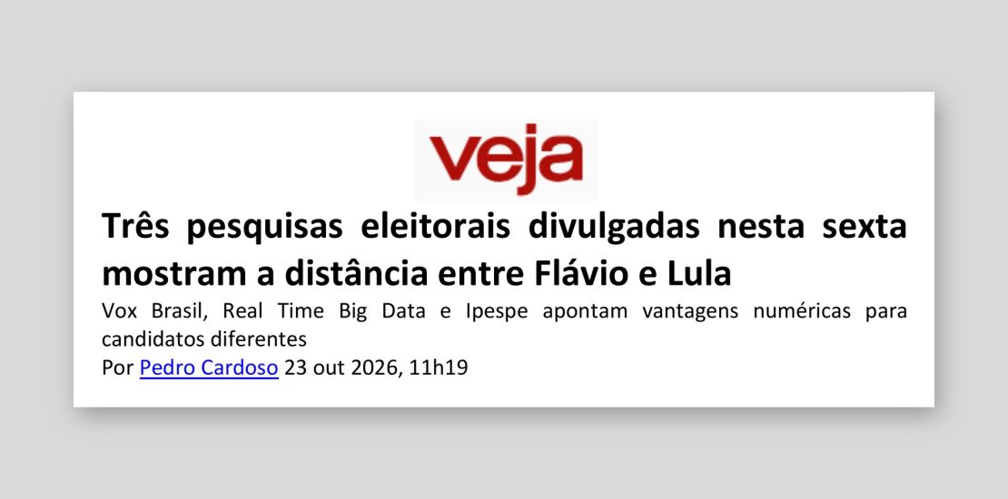 Veja: Três pesquisas eleitorais divulgadas nesta sexta mostram a distância entre Flávio e Lula
